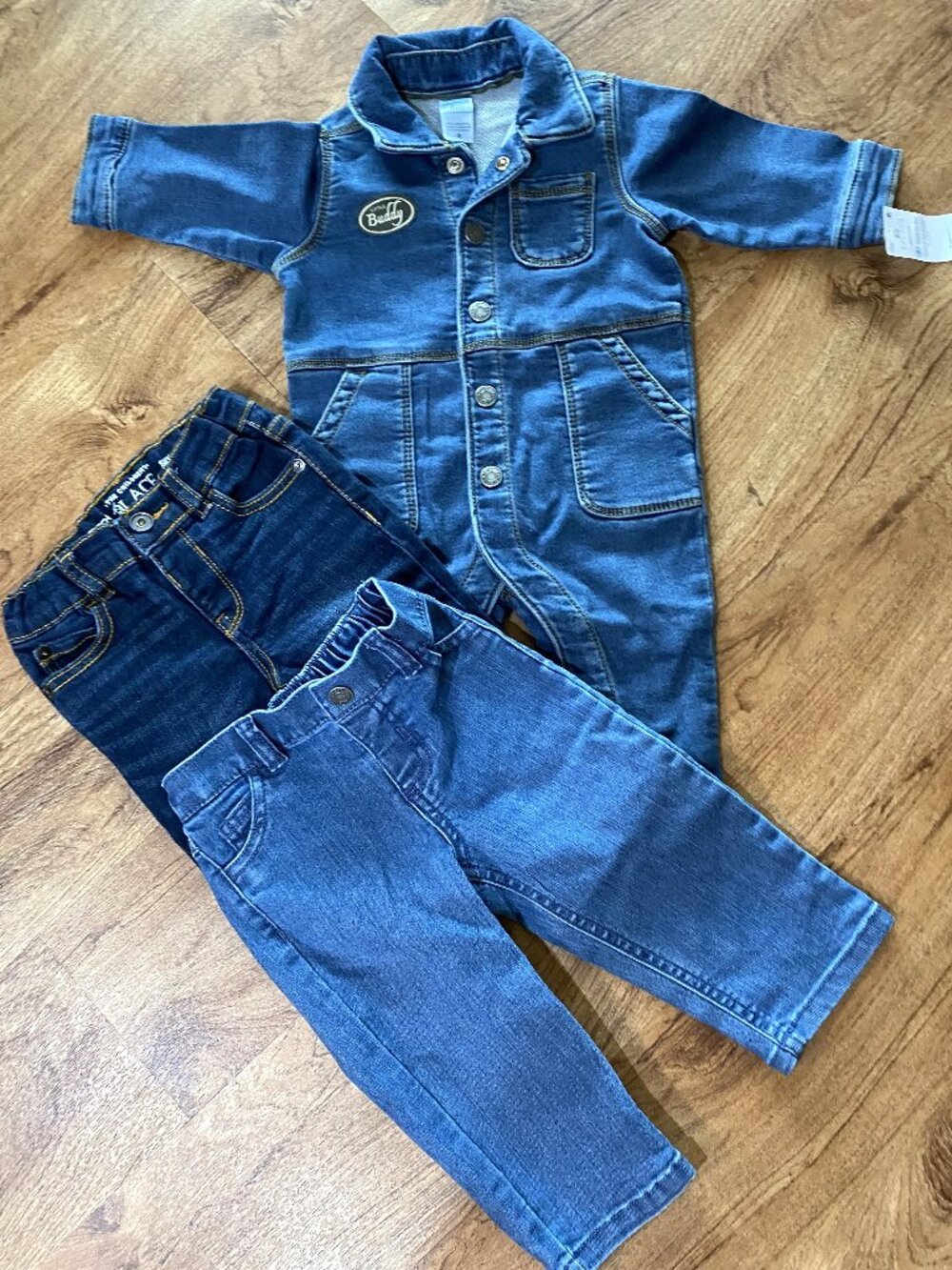 Lot NWT Carters Buddy Denim Coveralls & 2 Pair of Jeans-6-9Mont